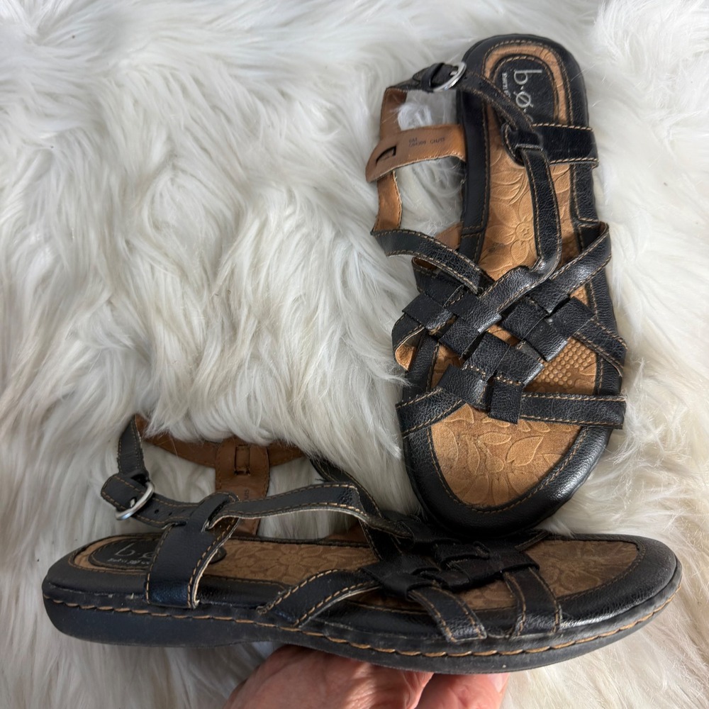b.o.c. Born Concept Womens Black Strappy Gladiator Sandals C64309 Size 8M